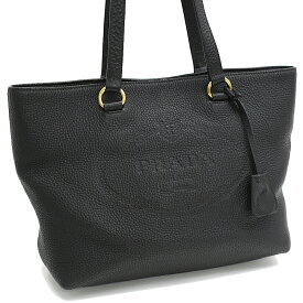 【中古】プラダ トートバッグ レザー ブラック ゴールド金具 PRADA[美品][送料無料]