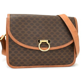 【中古】セリーヌ ショルダーバッグ クロスボディ マカダム PVC レザー ブラウン ゴールド金具 ヴィンテージ CELINE [送料無料]