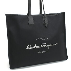【中古】新品同様 サルヴァトーレフェラガモ ショルダー トートバッグ 24-0819 キャンバス レザー ブラック Salvatore Ferragamo[美品][送料無料]