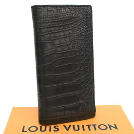 【中古】ルイヴィトン ポルトフォイユブラザ 長財布 N91555 クロコ アリゲーターマット レザー ブラック LOUIS VUITTON Portefeuille Brazza[美品][送料無料]