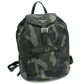 【中古】プラダ リュックサック バックパック ナイロン グリーン 迷彩 カモフラ トライアングルロゴプレート PRADA[送料無料]