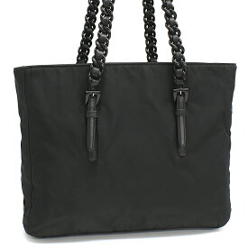 【中古】プラダ チェーン ショルダーバッグ ナイロン ブラック トライアングルロゴプレート PRADA[美品][送料無料]