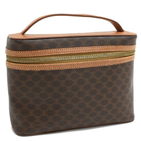 【中古】セリーヌ バニティ ハンドバッグ ポーチ マカダム PVC レザー ブラウン ヴィンテージ オールドセリーヌ CELINE [送料無料]