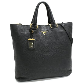 【中古】プラダ 2way トートバッグ レザー ブラック ゴールド金具 PRADA[美品][送料無料]