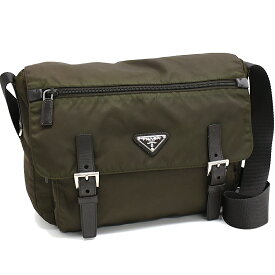 【中古】プラダ クロスボディ メッセンジャー ショルダーバッグ ナイロン カーキグリーン トライアングルロゴプレート PRADA[送料無料]