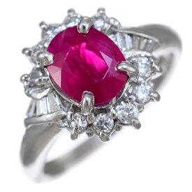 【中古】新品同様 リング 指輪 プラチナ900 ルビー 0.70ct ダイヤモンド 0.30ct 8号 [美品][送料無料]