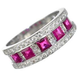 【中古】新品同様 リング 指輪 K18ホワイトゴールド ルビー 0.85ct ダイヤモンド 0.40ct 12.5号 [美品][送料無料]