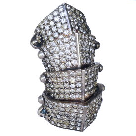 【中古】ヴィヴィアンウエストウッド XSサイズ ディアマンテ アーマー リング 指輪 シルバー925 ラインストーン Vivienne Westwood [送料無料]