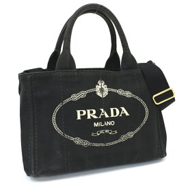 【中古】プラダ カナパ トートバッグ 2way ショルダーバッグ 1BG439 キャンバス ブラック トライアングルロゴ PRADA Canapa[美品][送料無料]