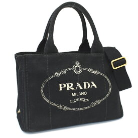 【中古】プラダ カナパ トートバッグ 2way ショルダーバッグ 1BG439 キャンバス ブラック トライアングルロゴ ゴールド金具 PRADA Canapa[美品][送料無料]