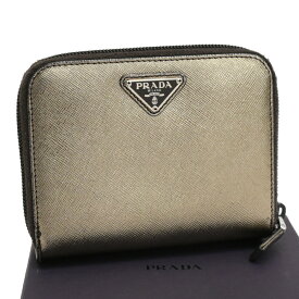 【中古】プラダ 二つ折り財布 M605A SAFFIANO サフィアーノ レザー ピオンボ 鉛色 トライアングルロゴプレート PRADA [送料無料]