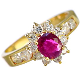 【中古】新品同様 リング 指輪 11.5号 K18イエローゴールド ルビー ダイヤモンド 0.70ct ジュエリー [美品][送料無料]