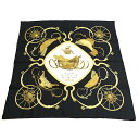 【中古】新品同様 エルメス カレ90 大判 スカーフ SPRINGS 馬車 シルク100% ブラック マルチ ヴィンテージ HERMES Car…