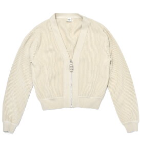 【中古】新品同様 エルメス #34 ZIPPE AVEC MORS A JOUET 23SS ジップアップ カーディガン ニット 3E2703D6 ベージュ系 HERMES [美品][送料無料]