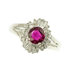 【中古】プラチナ900 ルビーリング ダイヤモンド 指輪 ジュエリー サイズ：10.5号