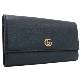 【中古】新品同様 グッチ 長財布 456116480199 ブラック系 レザー GGマーモント お洒落 普段使い GUCCI [送料無料]