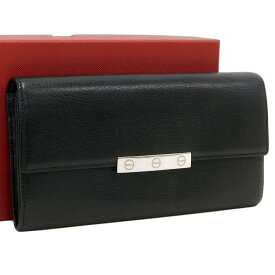 【中古】新品同様 カルティエ 二つ折り長財布 L3001375 ブラック系 ラブコレクション 贈り物 Cartier[送料無料]