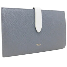 【中古】新品同様 セリーヌ ラージ ストラップウォレット・長財布 10B633BFP グレー×ホワイト系 レザー CELINE [送料無料]