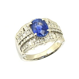 【中古】リング プラチナ900 ダイヤモンド サファイア ダイヤ0.38ct サファイア3.31ct ダイヤ0.38ct 指輪サイズ：12号 レディース ジュエリー [送料無料][美品]