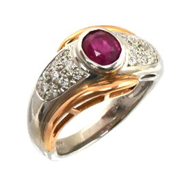 【中古】ジュエリーマキ リング プラチナ850 K18ピンクゴールド ダイヤモンド0.18ct ルビー0.97ct 指輪サイズ：12.5号 レディース ジュエリー [送料無料][美品]