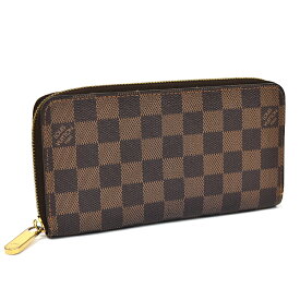 【中古】ルイヴィトン ファスナー長財布 ジッピーウォレット ダミエ エベヌ N60015 キャンバス×レザー ブラウン×ゴールド金具 LOUIS VUITTON[送料無料]