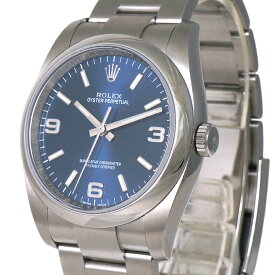 【中古】ロレックス メンズ腕時計 オイスターパーペチュアル 自動巻き SS シルバー×ブルー文字盤 116000 ランダム ROLEX[送料無料][美品]