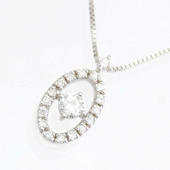 楽天市場】ペンダント K18ホワイトゴールド ダイヤモンド オーバル 