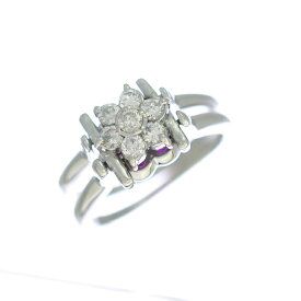 【中古】リバーシブルリング プラチナ900 ダイヤモンド ルビー サイズ9号 フラワー[送料無料]