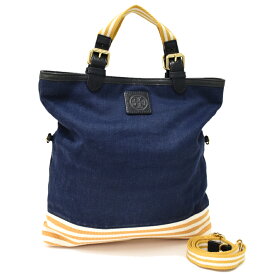 【楽天スーパーSALE】【中古】トリーバーチ 2Wayバッグ デニム ネイビー×イエロー TORY BURCH[送料無料]