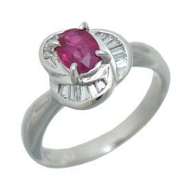 【中古】新品同様 ジュエリーマキ プラチナ850 リング ルビー0.57ct ダイヤモンド0.18ct 10号 6.8g[送料無料]