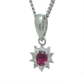 【中古】新品同様 プラチナ900・850 ペンダント ルビー ダイヤモンド0.22 4.8g[送料無料]