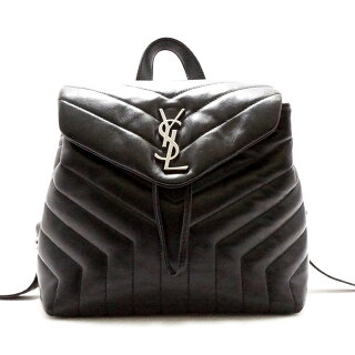 【キャッシュレス5％還元】【中古】サンローランパリルルリュックサックバックパックブラックレザースモール487220SAINTLAURENTPARIS[送料無料]