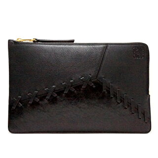 【キャッシュレス5％還元】【中古】ロエベレザークラッチバッグセカンドバッグブラックメンズストラップ欠品061705LOEWE[送料無料]