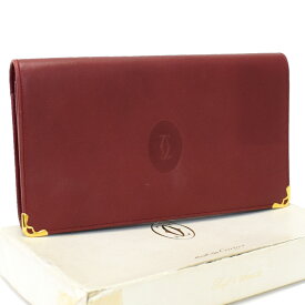 【中古】カルティエ ガマ口長財布 マストライン レディース レザー ボルドー Cartier[送料無料]