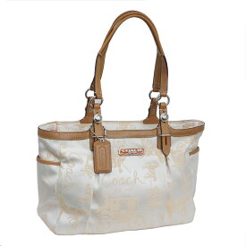 【中古】コーチ トートバッグ ギャラリーホースアンドキャリッジ F15144 ジャガード×レザー ベージュ レディース COACH [送料無料]