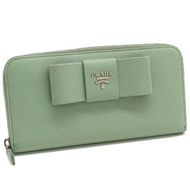 【中古】プラダ レディース長財布 1MH132 サフィアーノ レザー ミントグリーン リボン PRADA[送料無料]