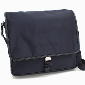 【中古】プラダ ショルダーバッグ ナイロン ネイビー シルバー金具 トライアングルロゴ PRADA[送料無料]