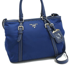 【中古】プラダ 2wayバッグ BN1841 ナイロン ネイビー シルバー金具 レディース PRADA[送料無料]