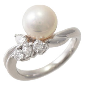 【中古】リング プラチナ900 パール 真珠 ダイヤモンド 0.35ct 11号 鑑別書付き レディース ジュエリー [送料無料]