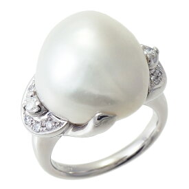 【中古】リング プラチナ900 パール 真珠 ダイヤモンド 0.22ct 13.5号 レディース ジュエリー [送料無料]