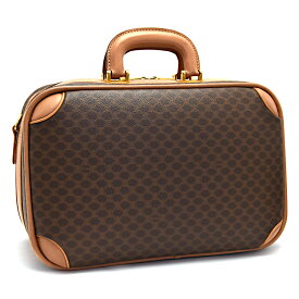 【中古】セリーヌ ミニトランクケース ヴィンテージ マカダム PVC×レザー ユニセックス ブラウン×キャメル CELINE [美品][送料無料]