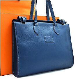 【中古】エルメス トートバッグ ショルダーバッグ カバ40 レザー ユニセックス ブルー HERMES [美品][送料無料]