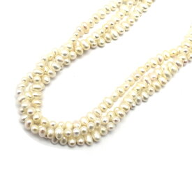 【中古】3連ネックレス K18WG パール ダイヤモンド0.07ct 重量115.2g レディース ジュエリー [送料無料][美品]