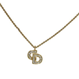 【中古】新品同様 ディオール ネックレス CDロゴ ラインストーン GP レディース ゴールド DIOR [美品][送料無料]