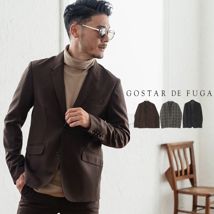 楽天市場 50 Offセール 送料無料 Gostar De Fuga ゴスタールジフーガ テーラードジャケット 全3色 メンズ 代 30代 40代 ファッション アウター きれいめ 2つボタン 2b ショート丈 黒 茶 ビジネスカジュアル フォーマル 無地 秋冬 Tr ツイード セットアップ