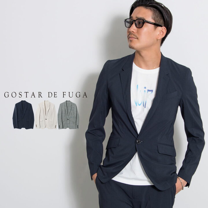 楽天市場 50 Offセール 送料無料 Gostar De Fuga ゴスタールジフーガ リネンライクポリエステルテーラードジャケット 全3色 メンズ 代 30代 40代 ファッション アウター 1つボタン 1b ショート丈 ビジネスカジュアル 無地 春夏 セットアップ可 グレンチェック 紺