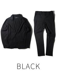 送料無料"カットテーラードジャケット＆スウェットパンツ上下セット/全3色"メンズ スーツ 大人 ファッション 服 テレワーク 在宅勤務 リモートワーク フォーマル ビジネス ブラック ネイビー 黒 紺 M L きれいめ 細身 メンズ 20代 30代 40代 50代 セットアップ
