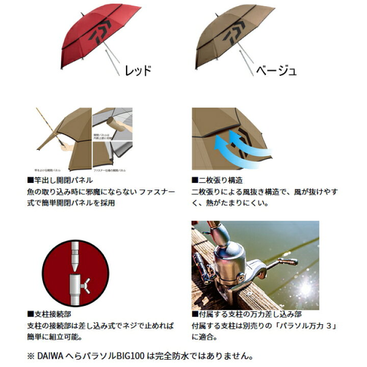 楽天市場】ダイワ へらパラソル ビッグ100 レッド : 釣具総合卸売販売 