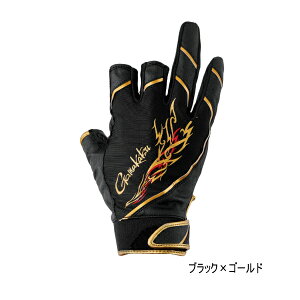 (25年12月新商品) がまかつ ストレッチフィッシンググローブ(3本切) GM-7308 ブラック×ゴールド LLサイズ (12月発売予定/ご予約受付中)