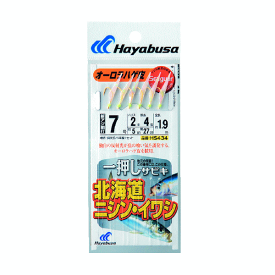 ハヤブサ 北海道ニシン・イワシ 6本鈎1セット HS434 7号 （ハリス　2号）【10点セット】